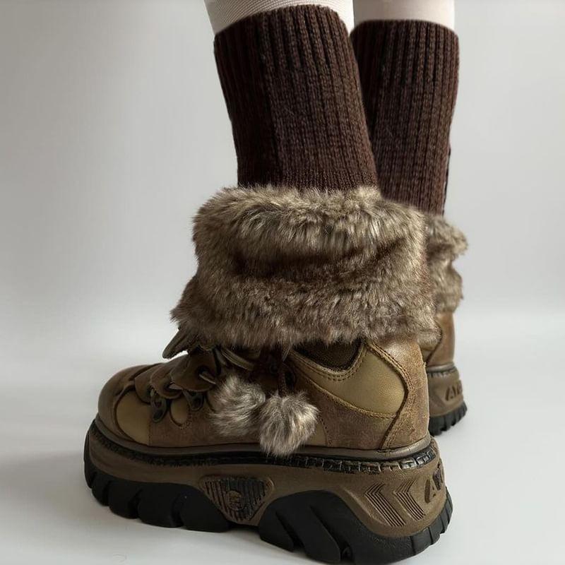 Plain Ribbed Knit Leg Warmers Product Image