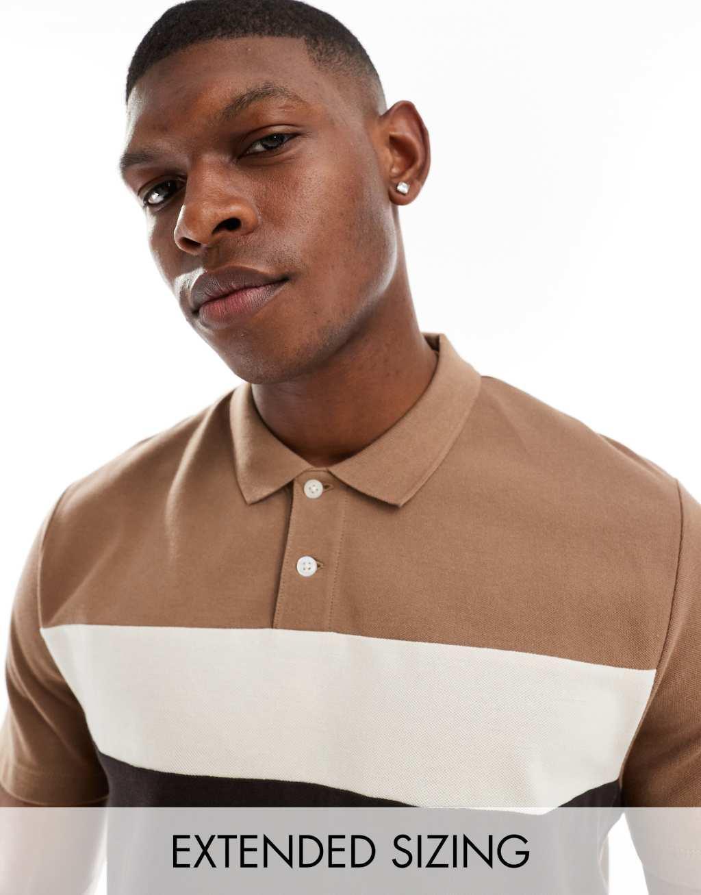 ASOS DESIGN cut and sew polo in multi color Product Image