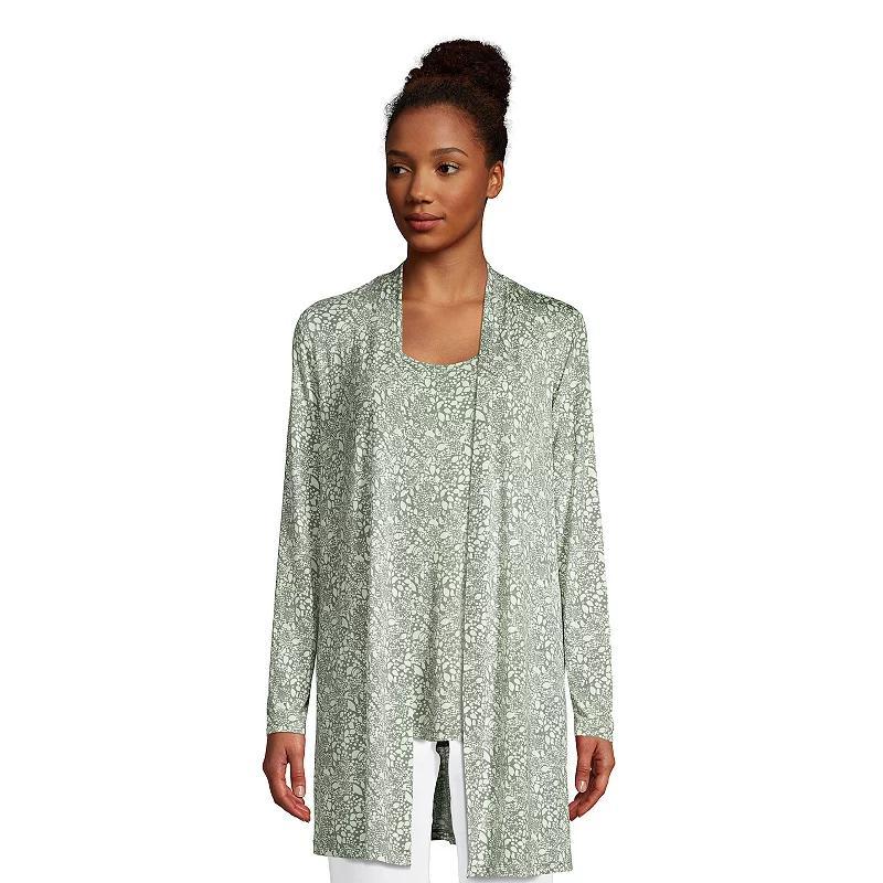 Petite Lands' End Lightweight Long Cardigan Sweater, Women's, Size: Medium Petite, Deep Blue Dye Palms Product Image