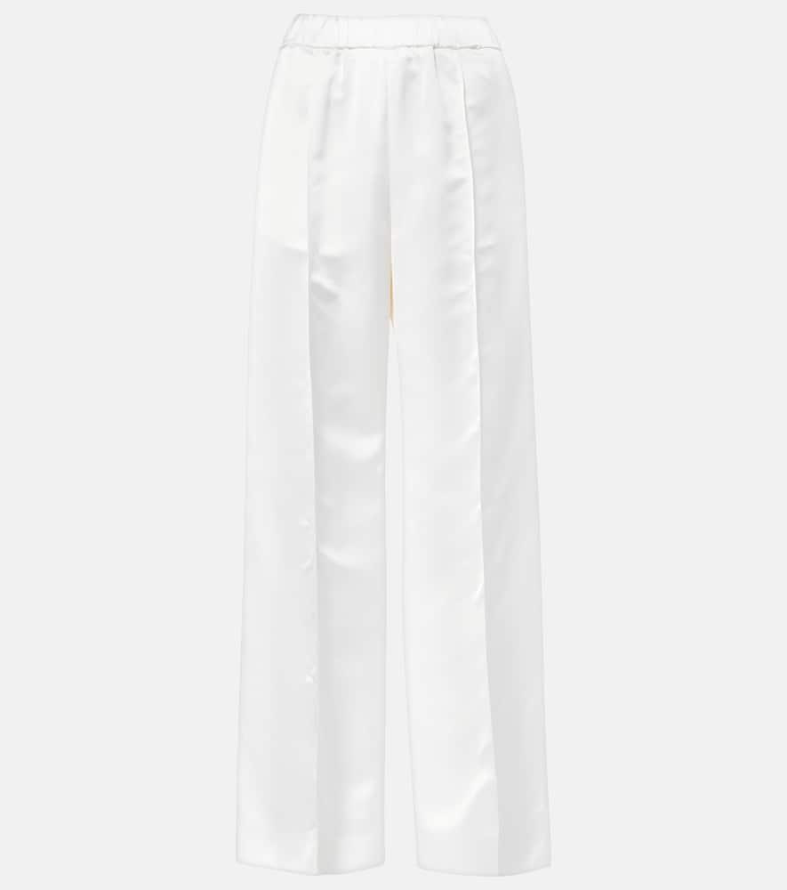 JIL SANDER High-rise Satin Wide-leg Pants In White Product Image