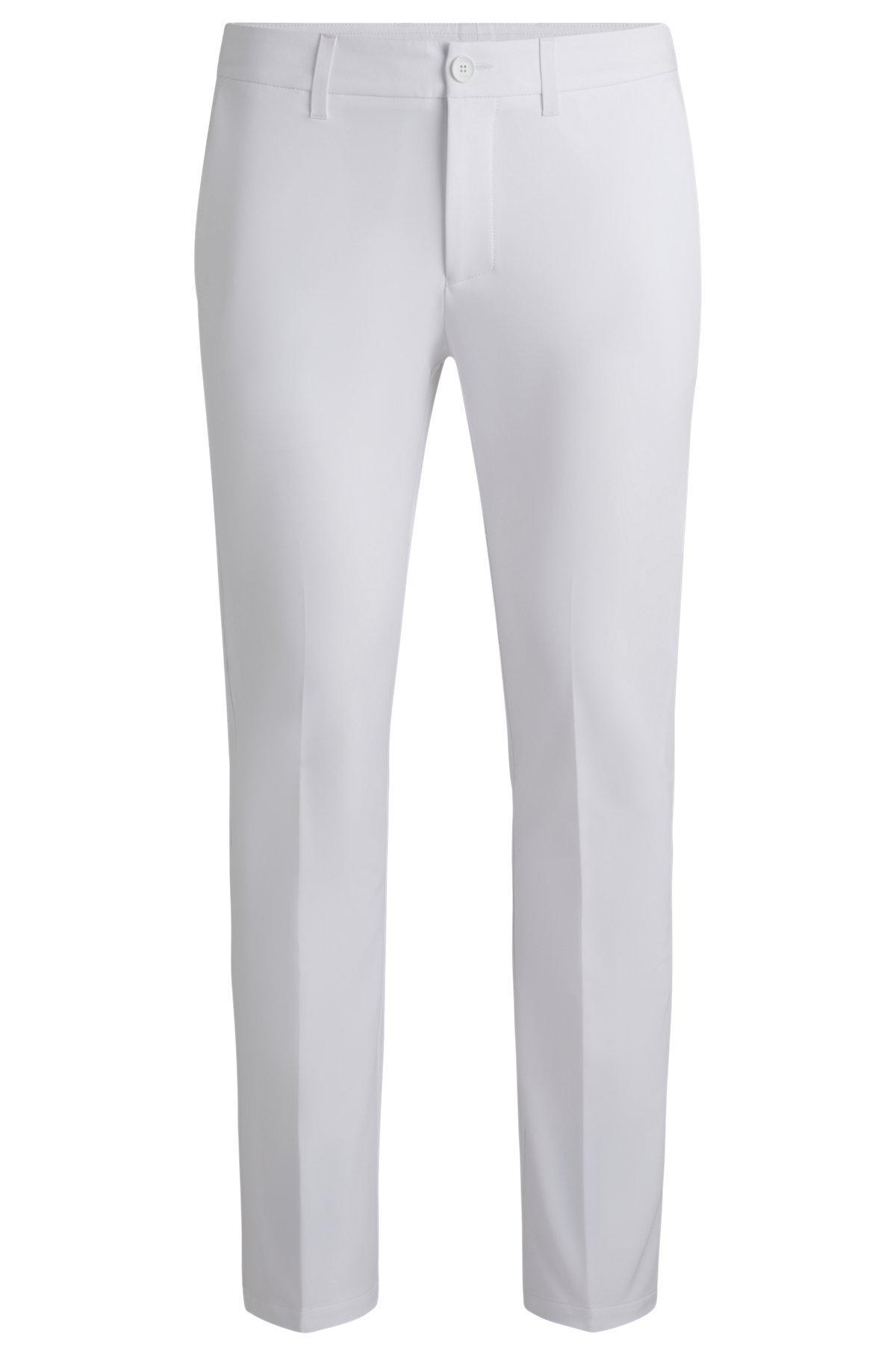 BOSS - Slim-fit pants in water-repellent stretch fabric - White Product Image