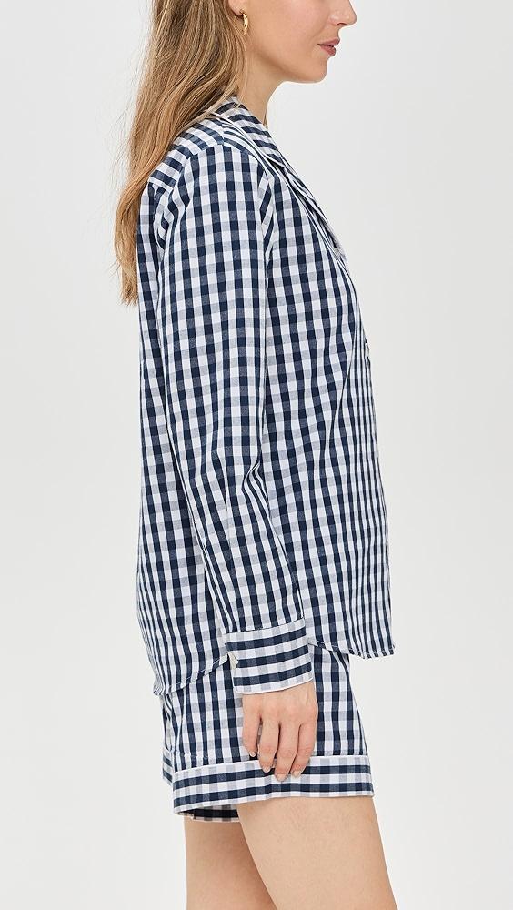 Petite Plume Gingham Long Sleeve Short Set | Shopbop Product Image