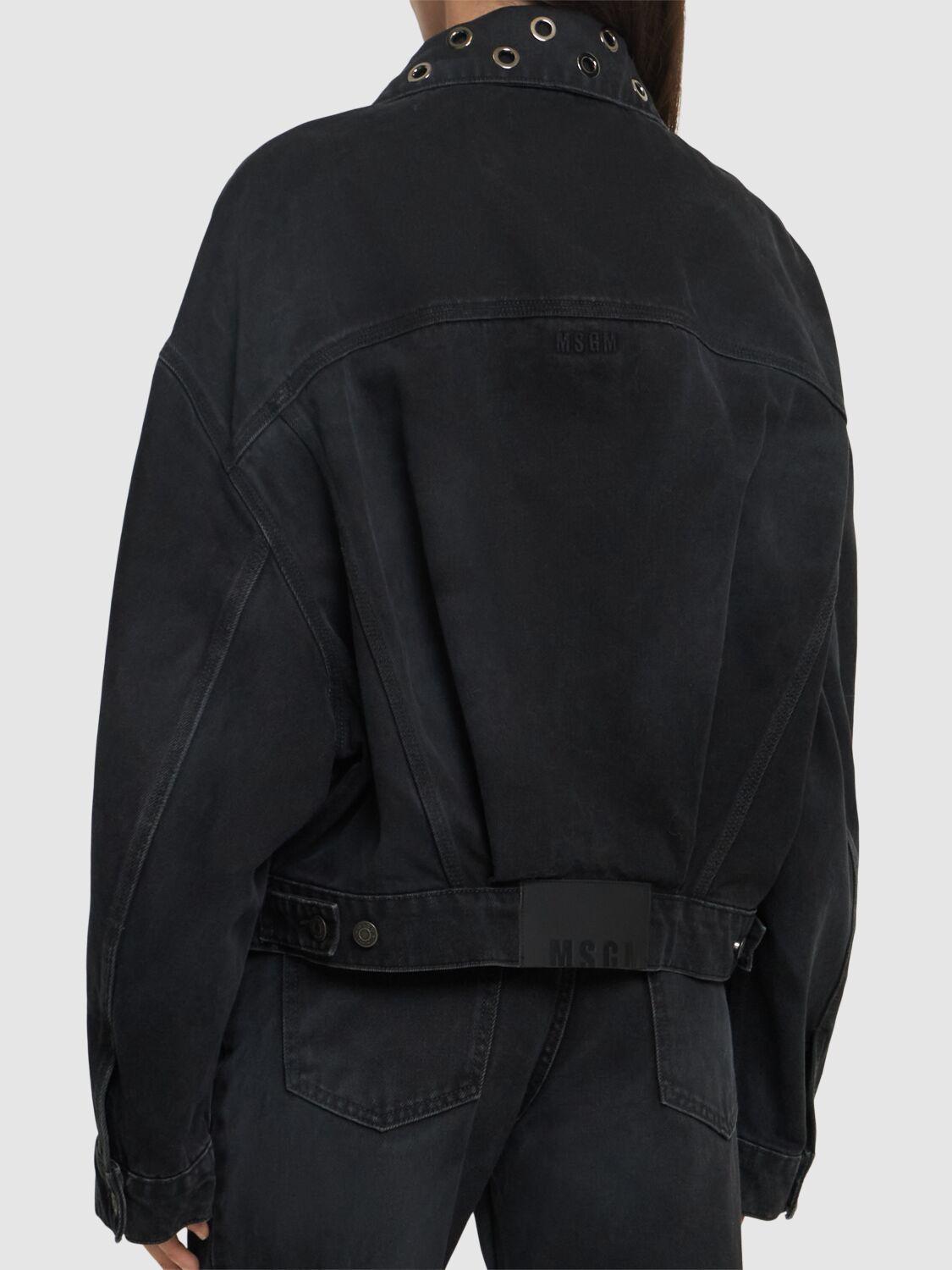 MSGM Embellished Denim Jacket In Black Product Image