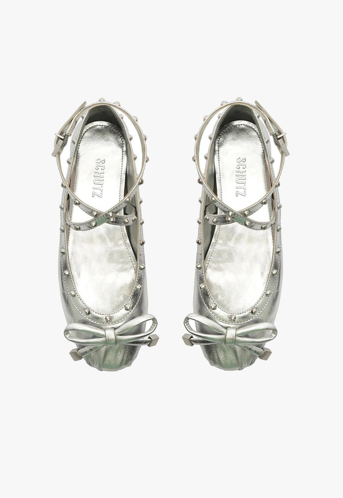Larissa Metallic Leather Flat Product Image