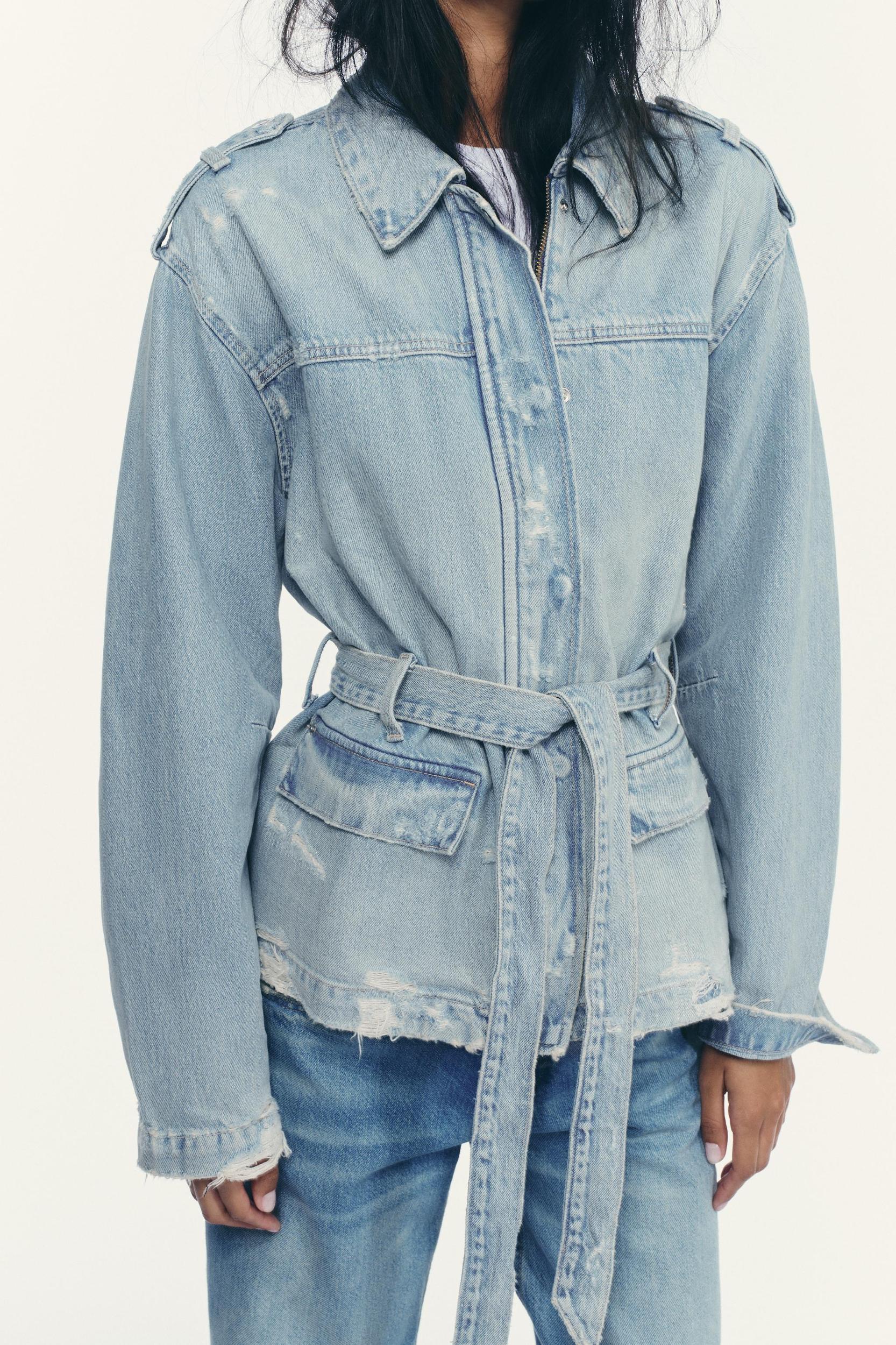 BELTED TRF DENIM JACKET Product Image