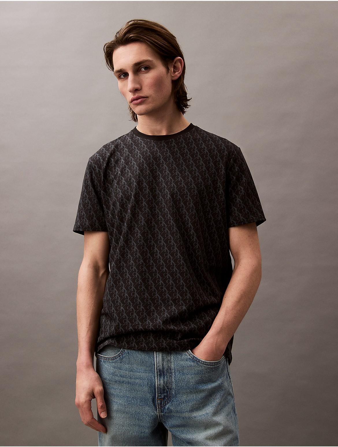Calvin Klein Men's Refined Allover Monogram Logo Classic T-Shirt - Black - XS Product Image
