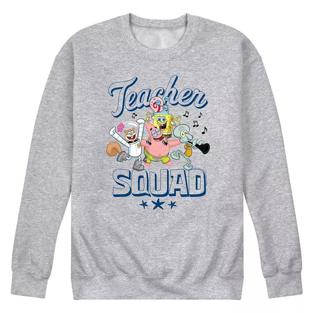 Mens SpongeBob SquarePants Teacher Squad Fleece Sweatshirt Grey Gray Product Image