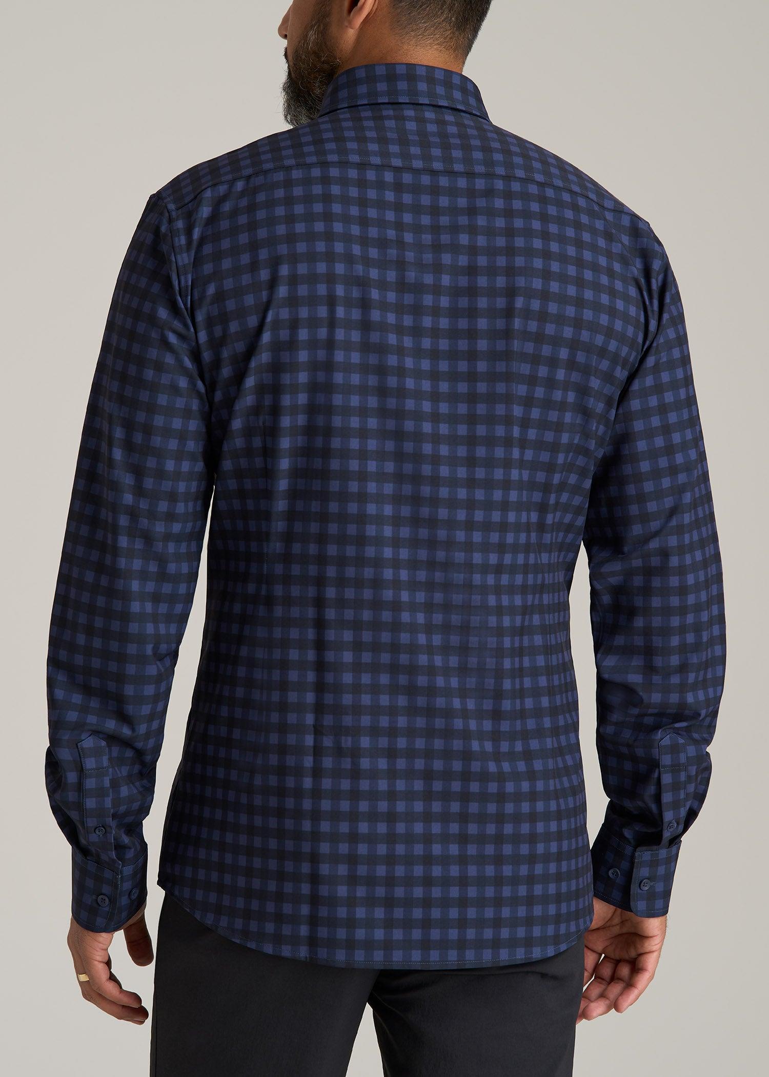 Traveler Stretch Dress Shirt for Tall Men in Deep Violet Gingham Product Image