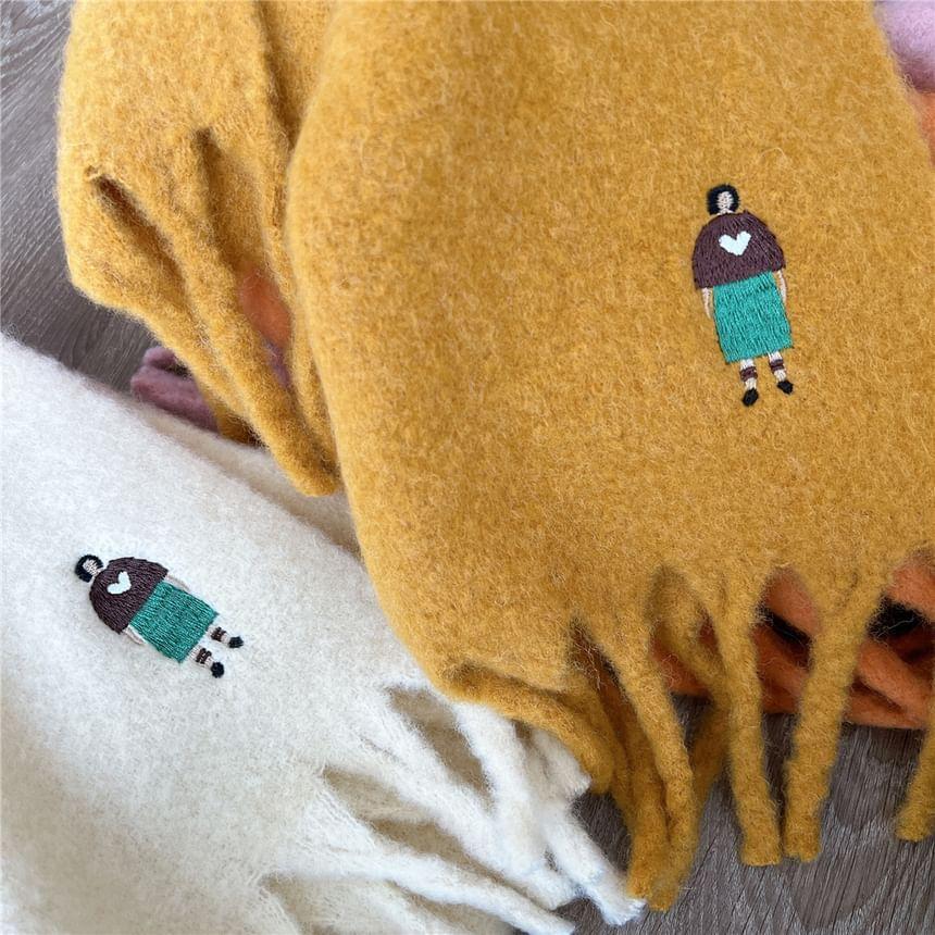 Embroidered Fringed Scarf Product Image