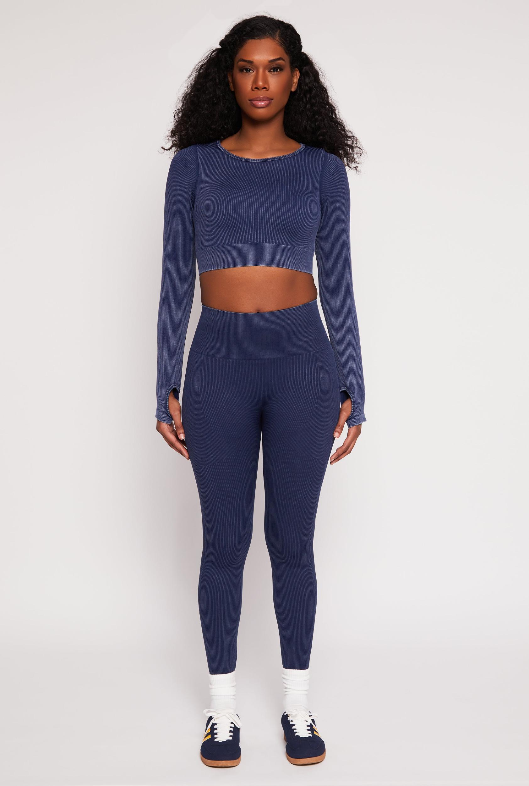 Womens Daisy Ribbed Knit Active Leggings Product Image