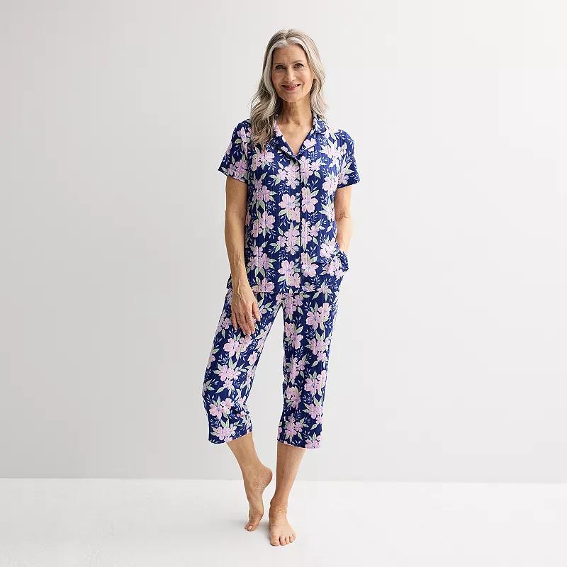 Women's Croft & Barrow® Wonderluxe Pajama Top & Pajama Pants Set, Size: XXL, Lalo Floral Product Image