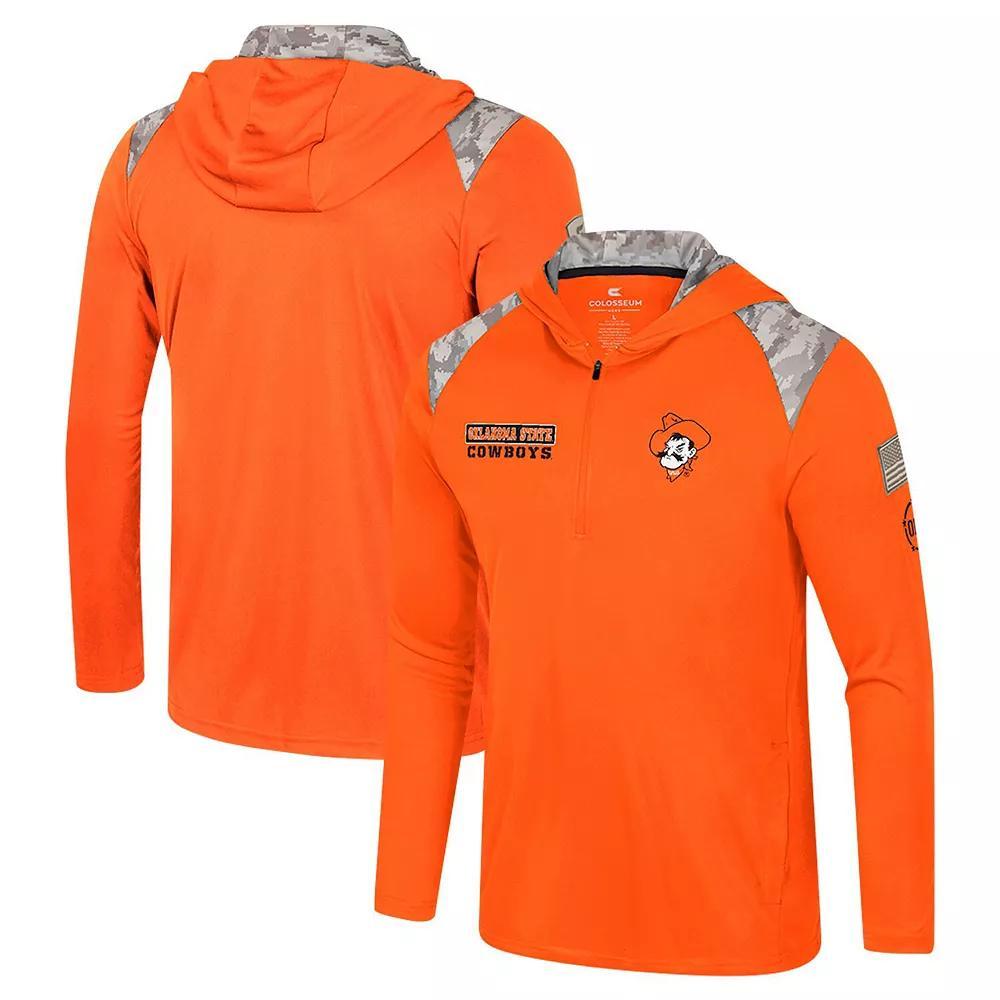 Men's Colosseum Orange Oklahoma State Cowboys OHT Military Appreciation Quarter-Zip Hoodie Jacket, Size: Large Product Image