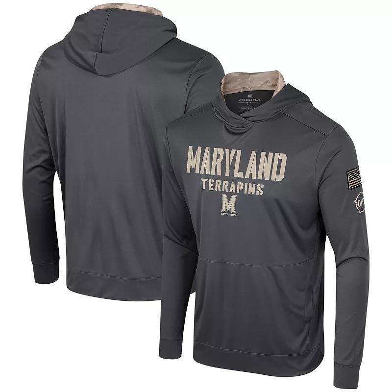 Men's Colosseum Charcoal Maryland Terrapins OHT Military Appreciation Long Sleeve Hoodie T-Shirt, Size: Medium Product Image