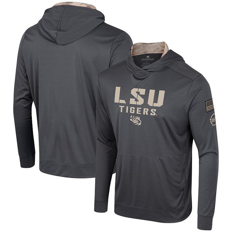 Men's Colosseum Charcoal Michigan Wolverines OHT Military Appreciation Long Sleeve Hoodie T-Shirt, Size: Small Product Image