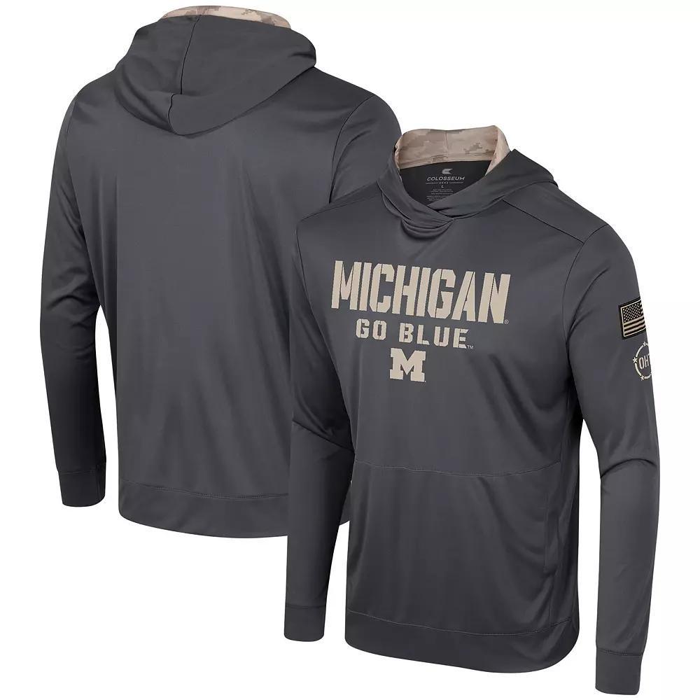 Men's Colosseum Charcoal Michigan Wolverines OHT Military Appreciation Long Sleeve Hoodie T-Shirt, Size: Small Product Image