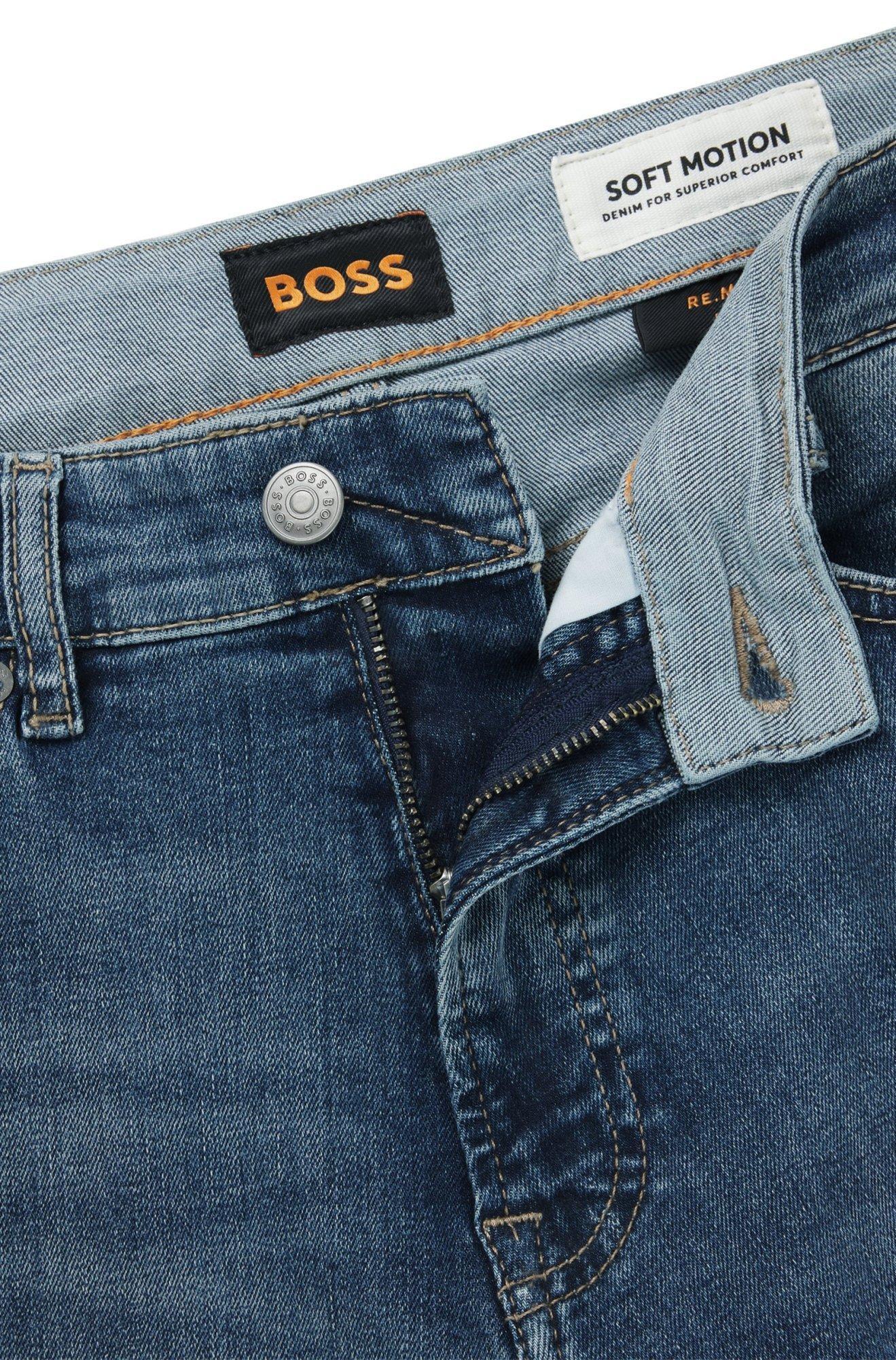 HUGO BOSS Maine Regular-fit Jeans In Blue Super-stretch Denim In Dark Blue Product Image