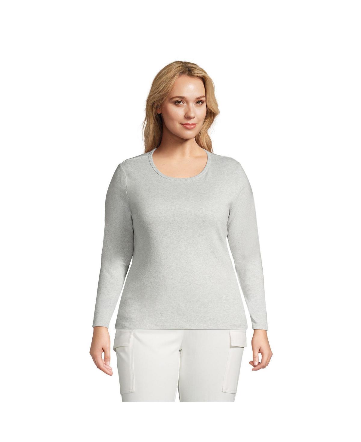 Plus Size Lands' End Long Sleeve Crewneck Tee, Women's, Size: 2XL, Black Product Image