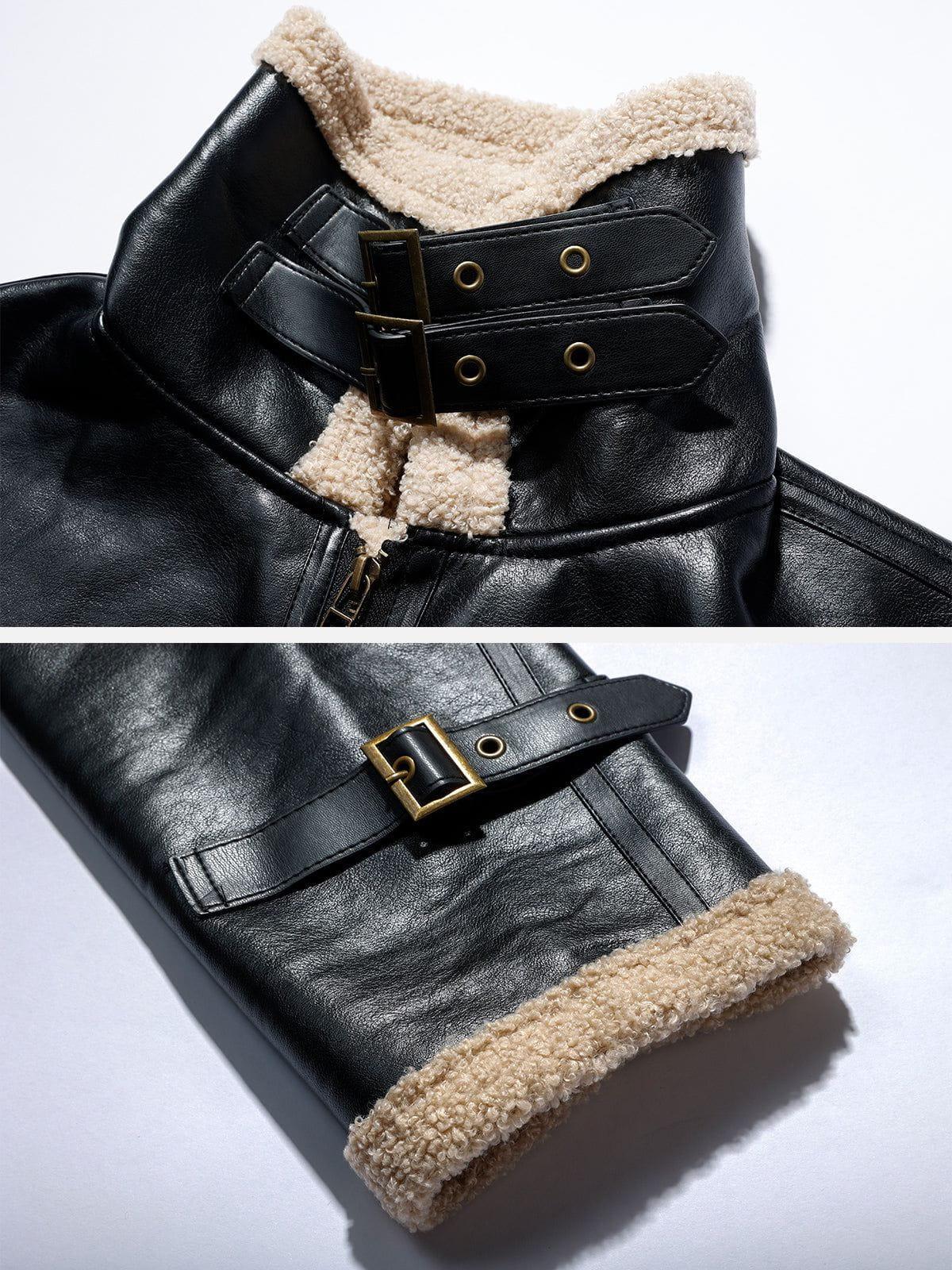 Aelfric Eden Zipper Lapel PU Borg Jacket Product Image