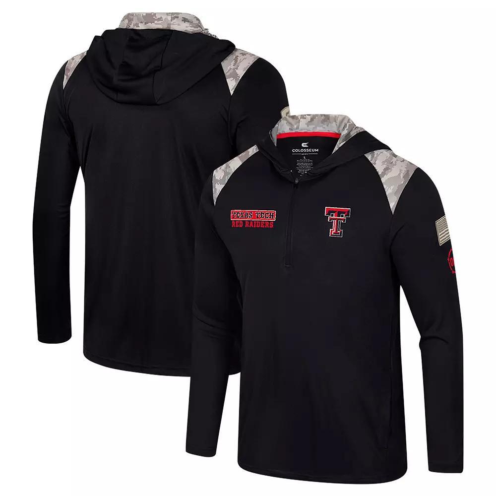 Men's Colosseum Black Texas Tech Red Raiders OHT Military Appreciation Quarter-Zip Hoodie Jacket, Size: 2XL Product Image