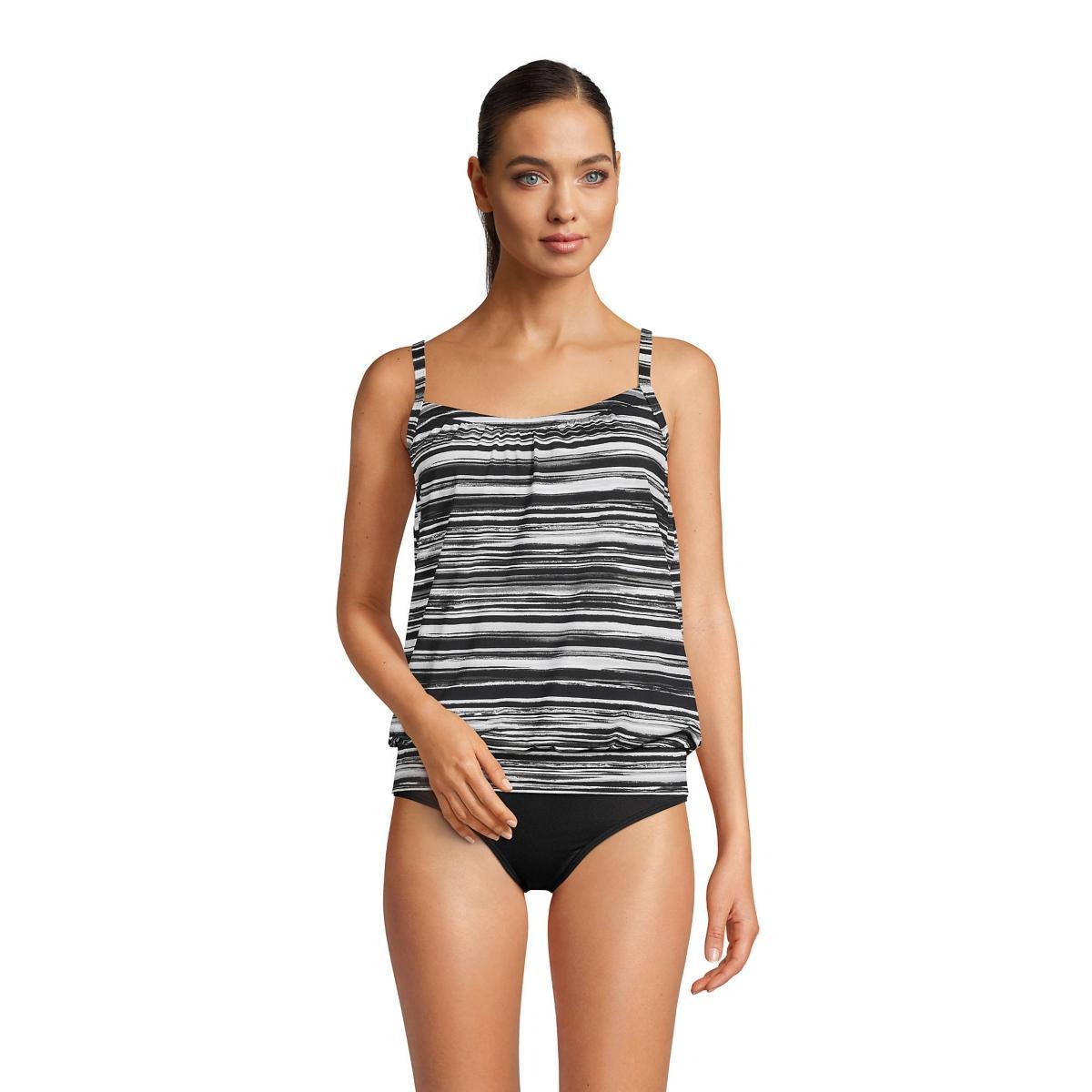 Women's Lands' End DDD-Cup Bust-Minimizer Blouson Chlorine-Resistant Tankini Swim Top, Size: 8 Ddd, Deep  Blue Product Image
