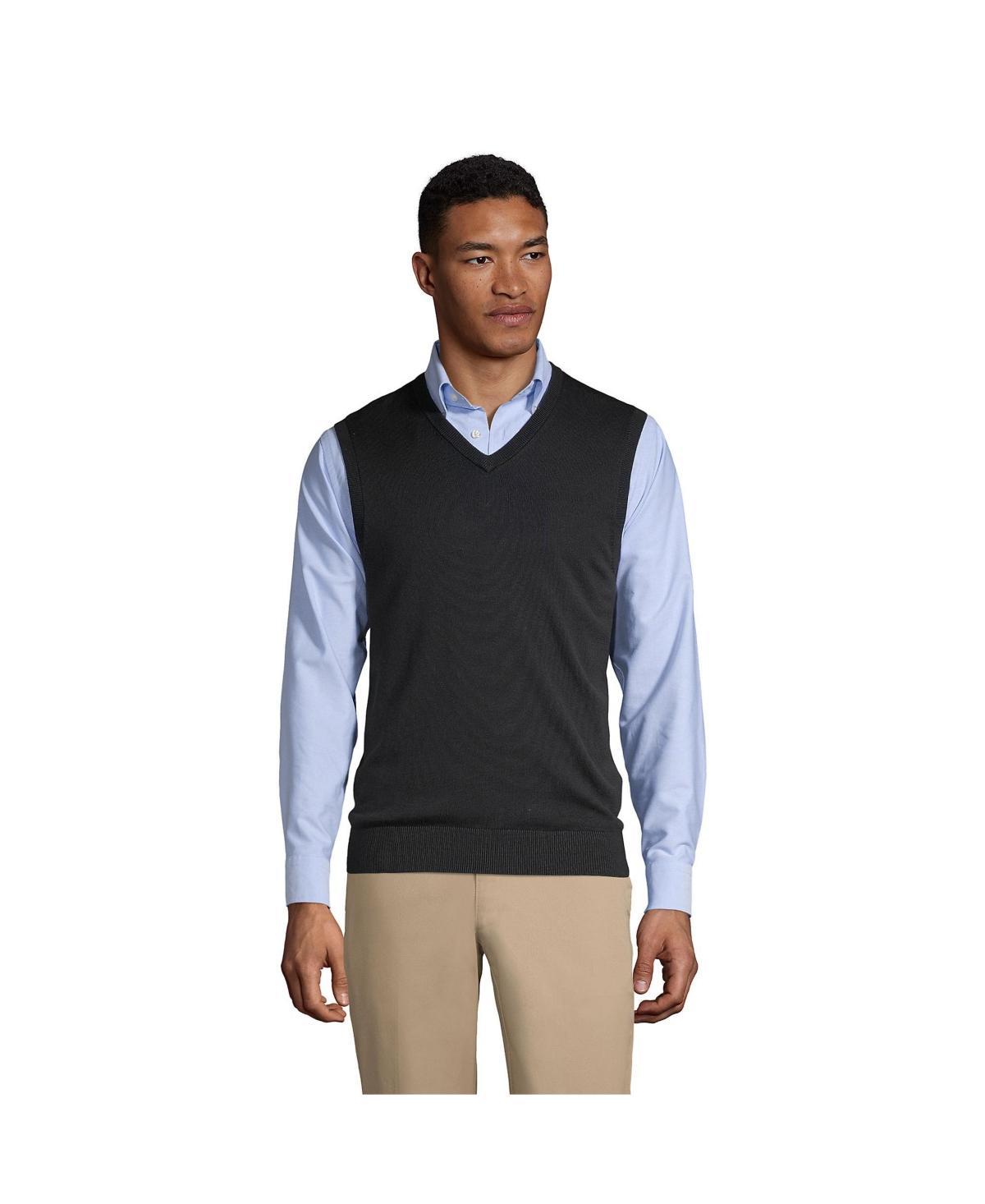 Mens Lands End School Uniform Fine Gauge Sweater Vest Classic Blue Product Image