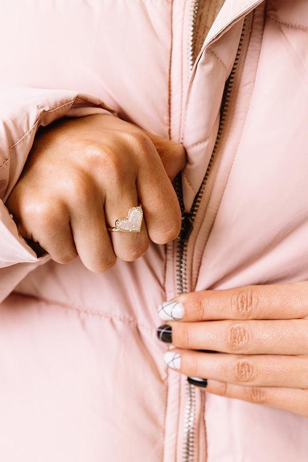 Kendra Scott Ari Heart Gold Band Ring in Iridescent Drusy Product Image