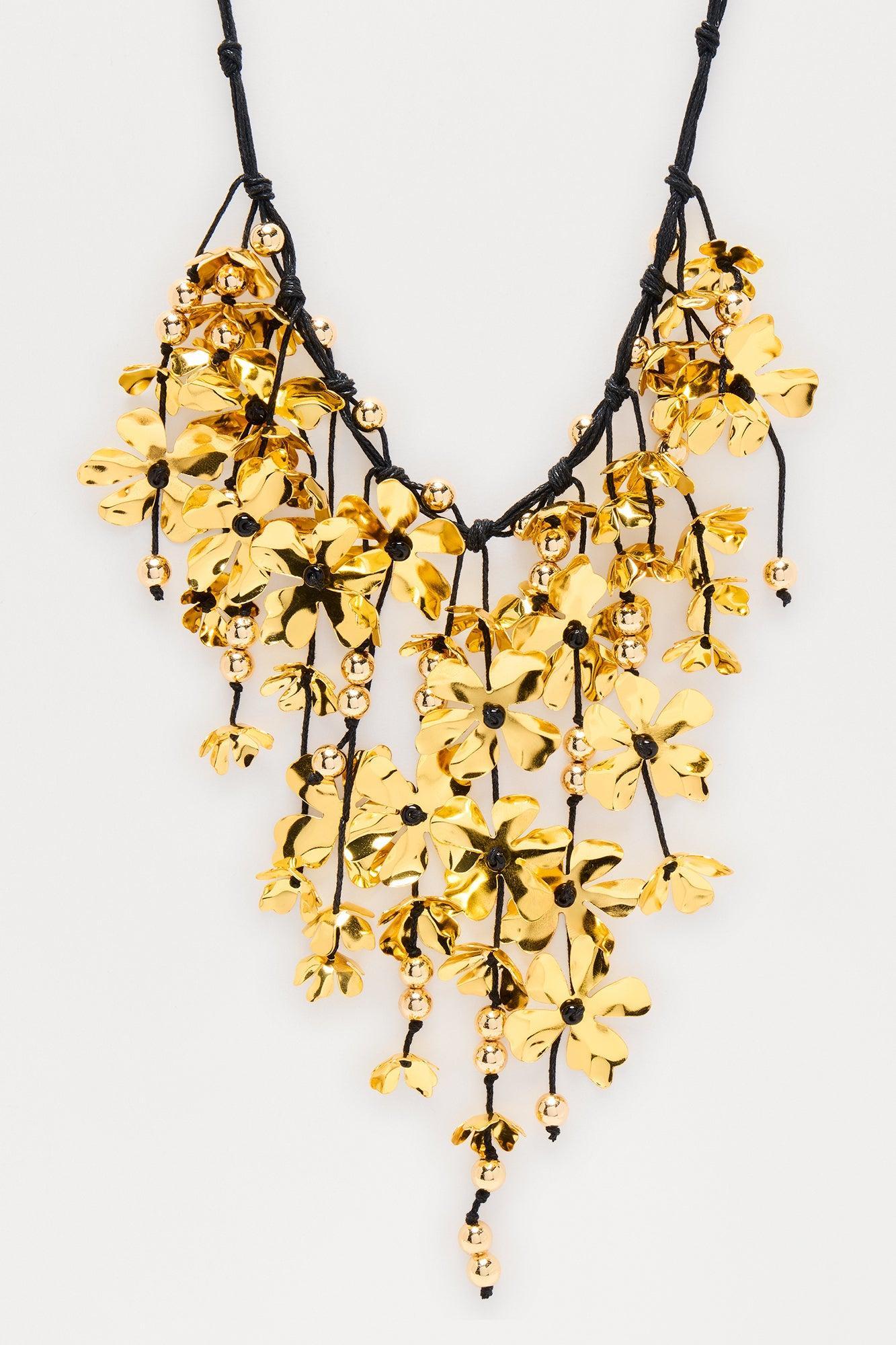 Spring Floral And Bead Necklace - Gold/combo Female Product Image