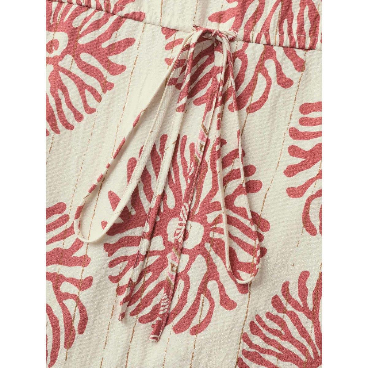 Plus Size Breezy Boho Print Drawstring Waist Midi Dress Dirtypink Women V-neck Cap Sleeve Curvy BloomChic 12/L Product Image