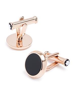 Onyx-Inlay Round Rose Golden Cufflinks Product Image