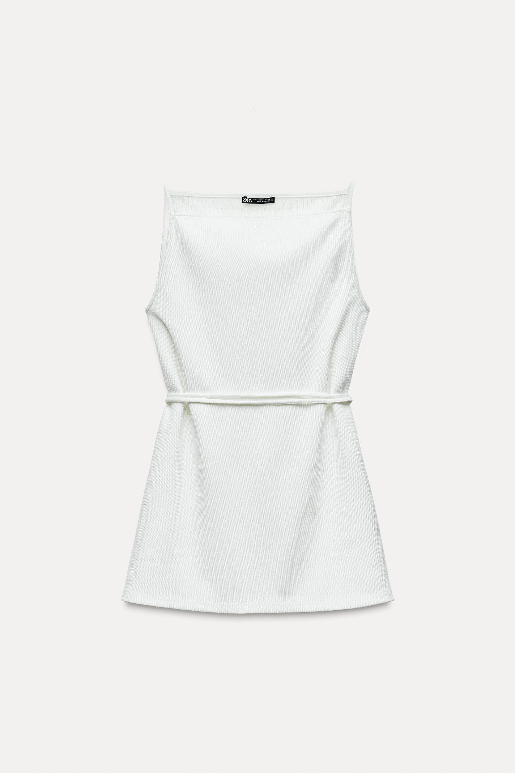 LONG BELTED SOFT PIQUÉ TOP Product Image