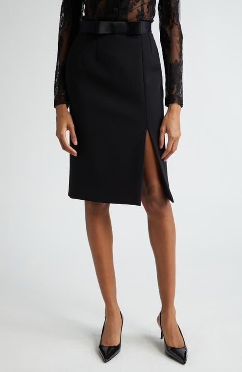Bow Slit Wool-Blend Skirt Product Image