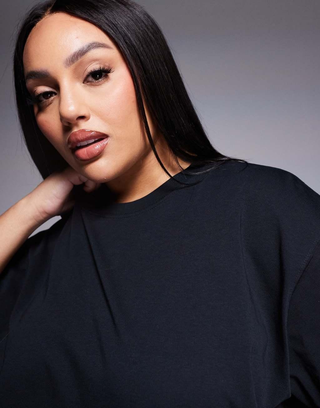 4505 Curve Icon oversized cotton t-shirt with quick dry finish in black  Product Image