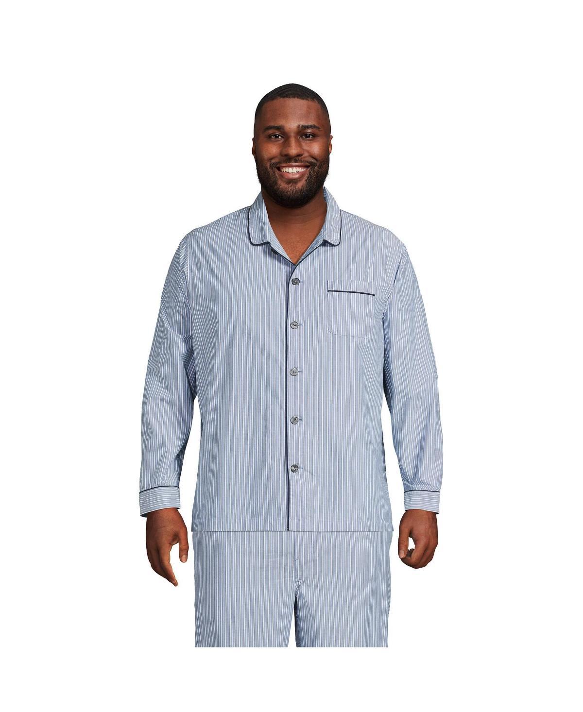 Big & Tall Lands' End Broadcloth Pajama Sleep Shirt, Men's, Size: 2XB, Mariner Blue Stripe Product Image