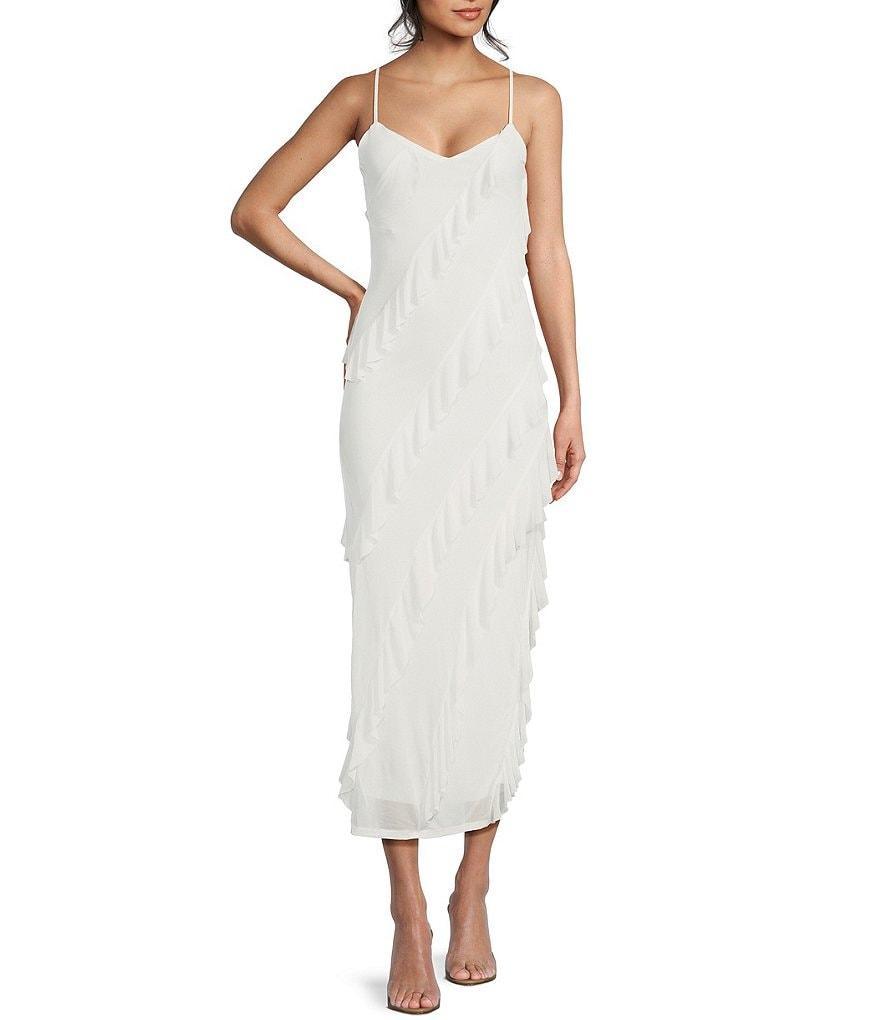 Evolutionary Sleeveless Bias All Over Ruffle Dress Product Image