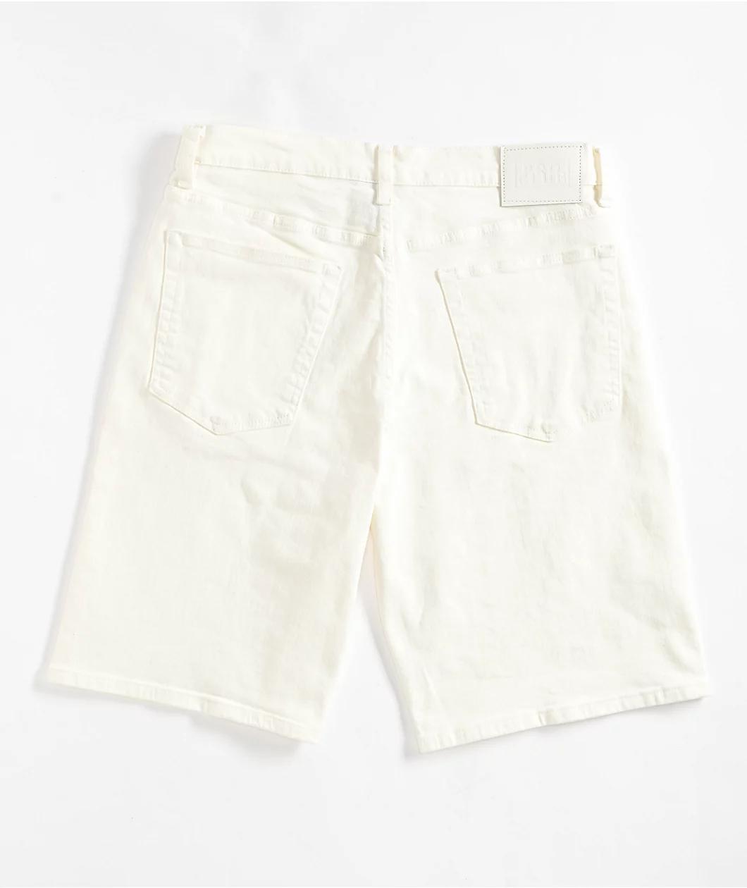 Pro Club Heavyweight Relaxed Snow White Denim Shorts Product Image