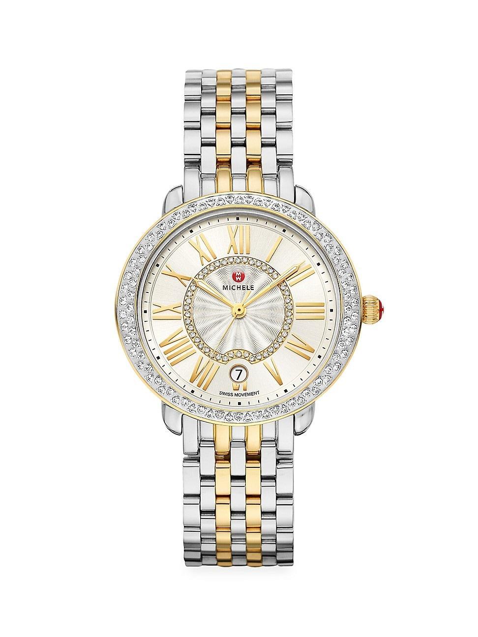 Michele Serein Mid Stainless Steel Diamond Watch, 36mm Product Image
