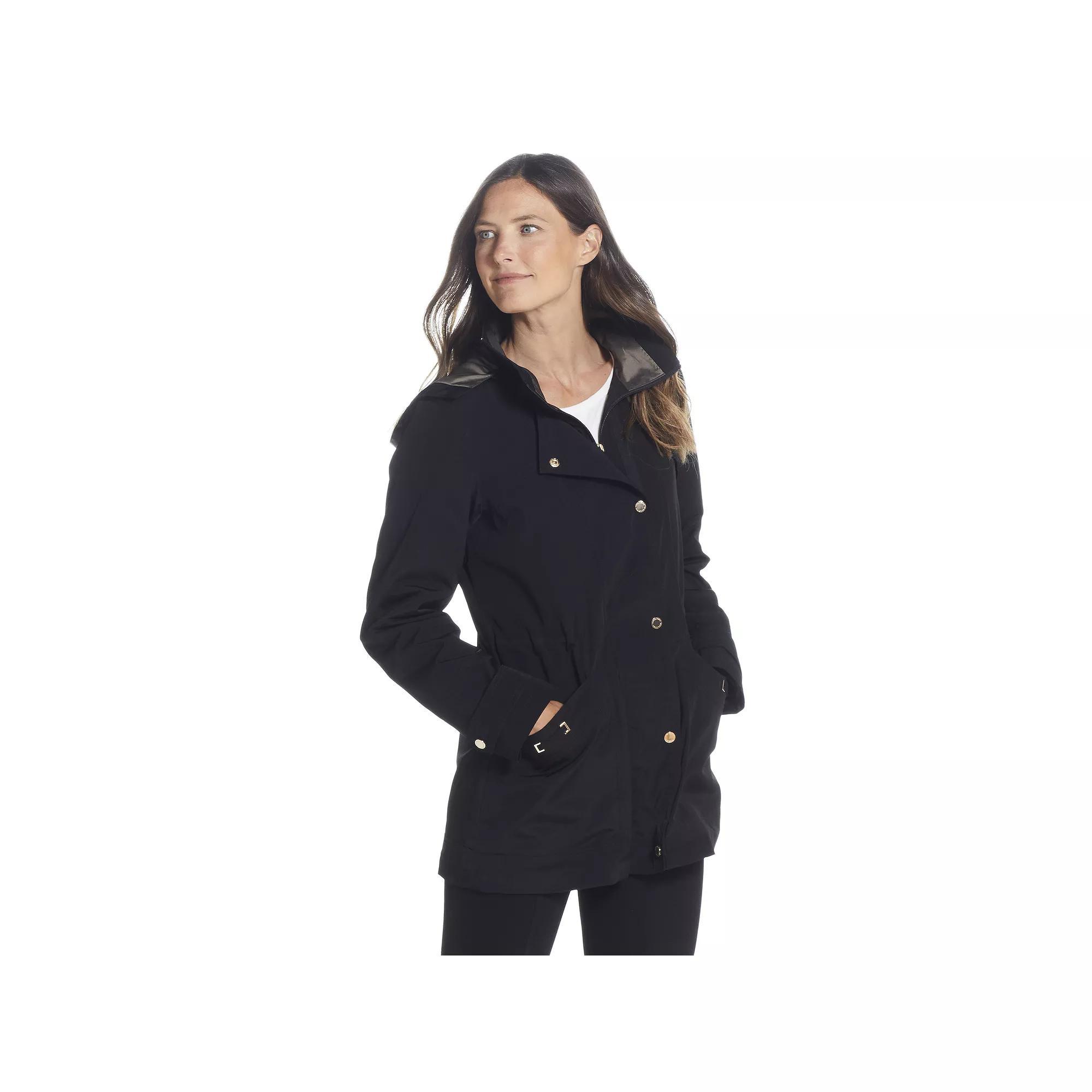 Women's Gallery Hooded Lined Rain Jacket, Size: Medium, Black Product Image