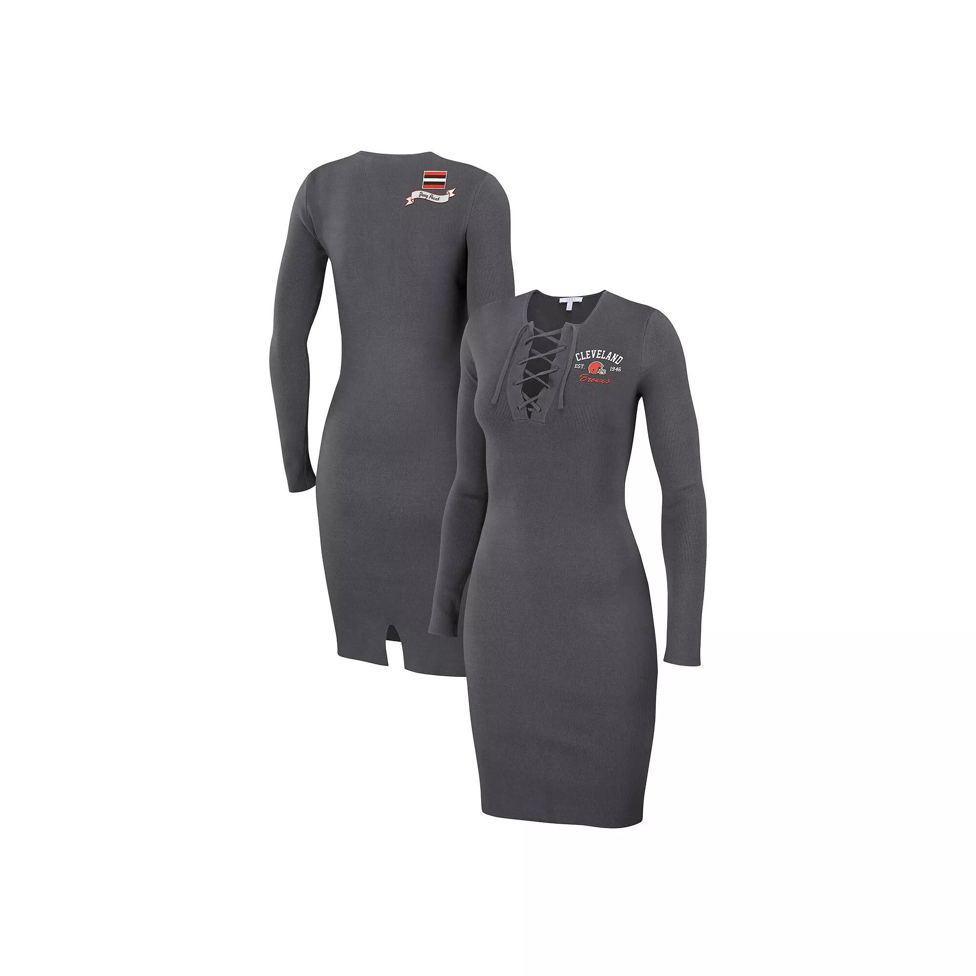 Womens WEAR by Erin Andrews New Orleans Saints Lace Up Long Sleeve Dress Product Image