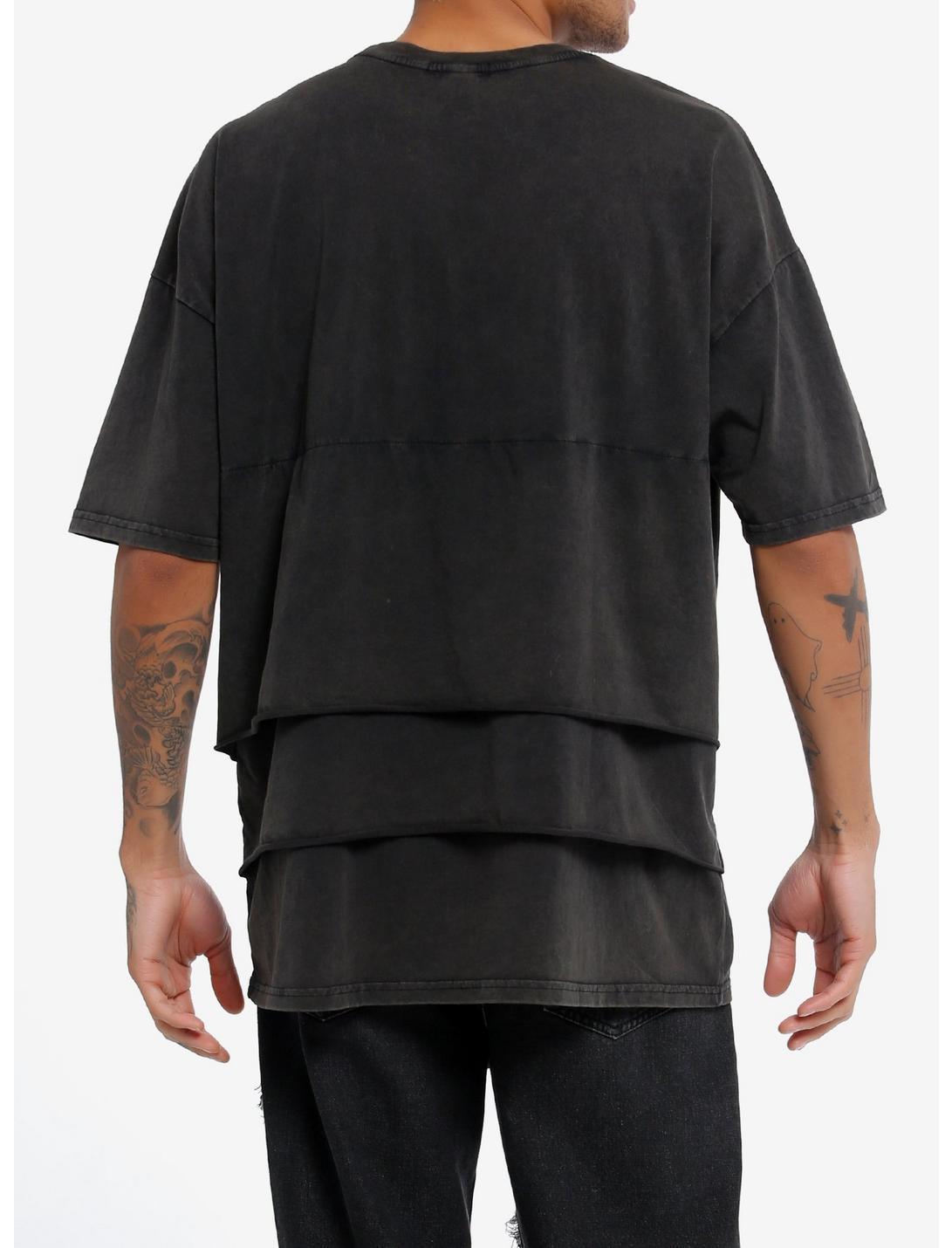 Social Collision Skull Alone Layered Oversized T-Shirt Product Image