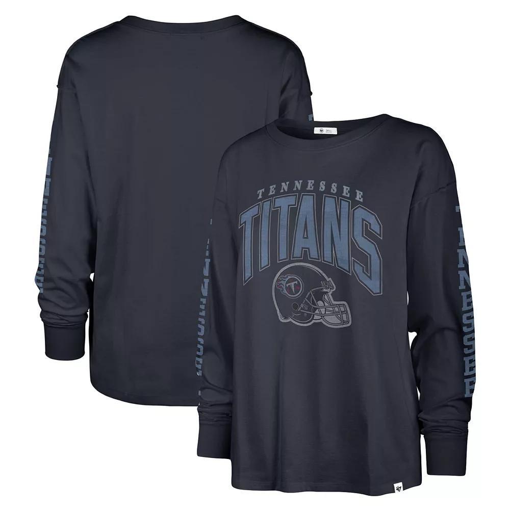 Women's '47 Navy Tennessee Titans Tom Cat Lightweight Long Sleeve T-Shirt, Size: Large, Blue Product Image