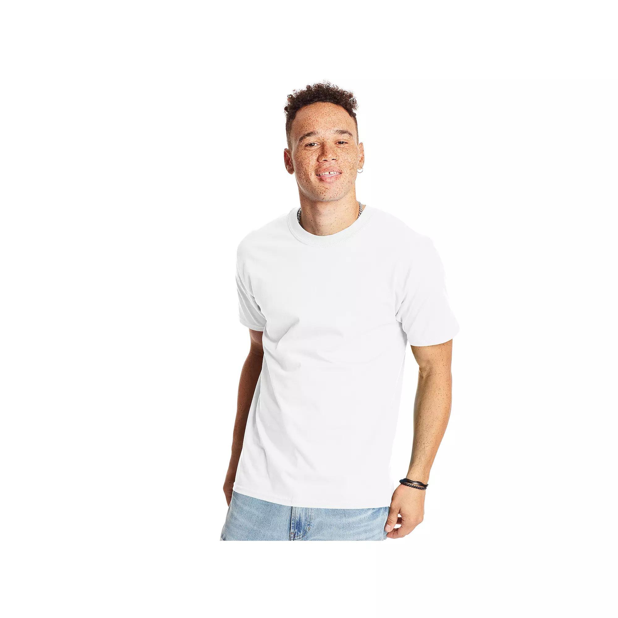 Big & Tall Hanes® Beefy-T Heavyweight Cotton Tee, Men's, Size: 3XL, White Product Image