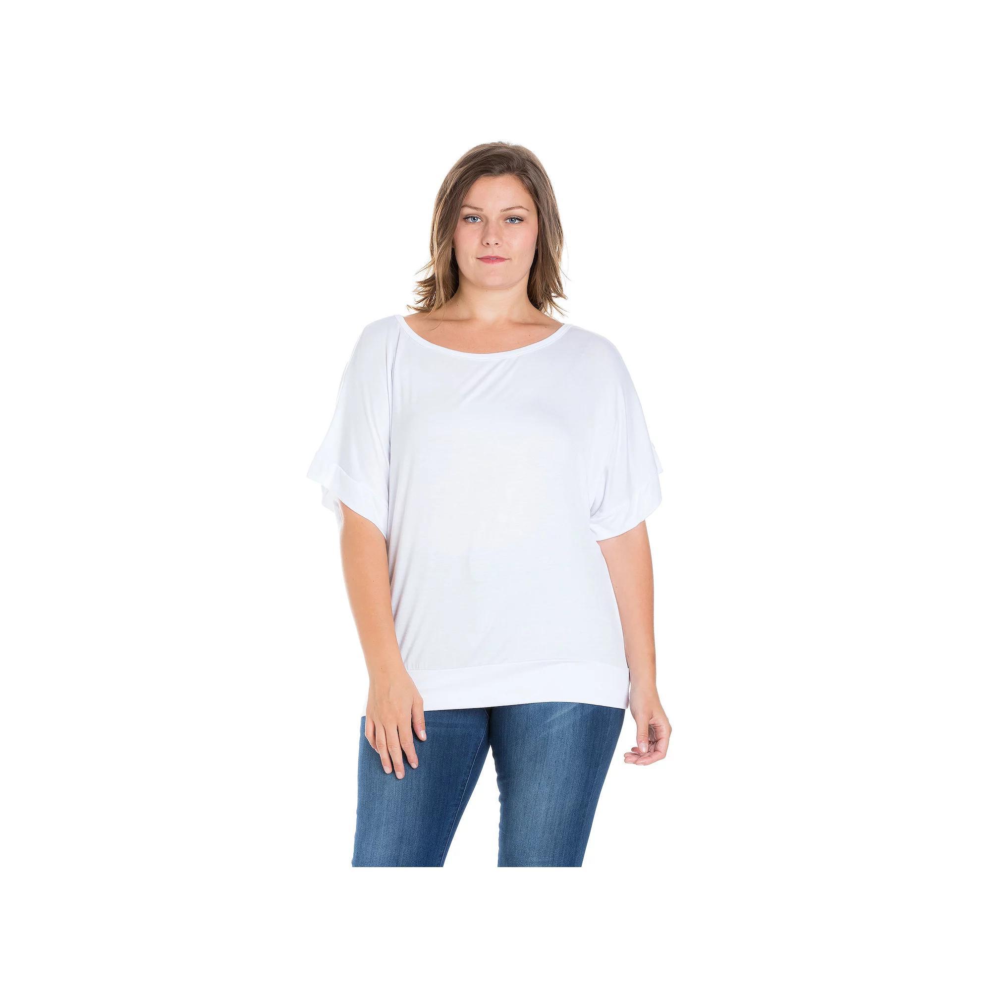 Plus Size 24Seven Comfort Apparel Short Sleeve Dolman Top, Women's, Size: 3XL, White Product Image
