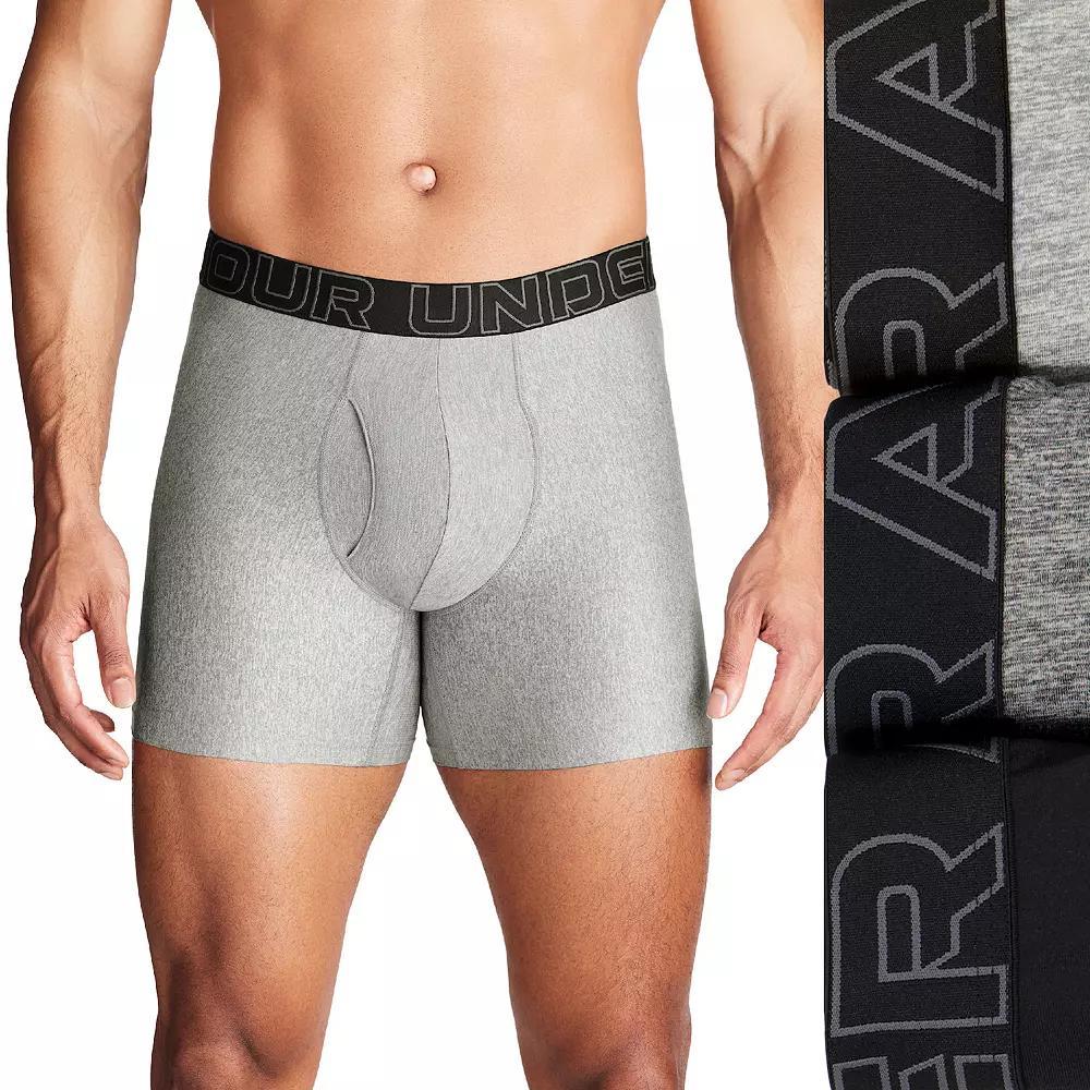 Men's Under Armour 3-pack Performance Tech 6-in. Boxer Briefs, Size: 5XL, Silver Product Image