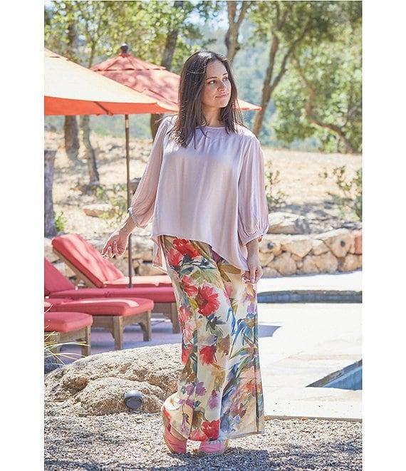 Bryn Walker Osca Fiori Silk Wide Leg Pull-On Pants Product Image