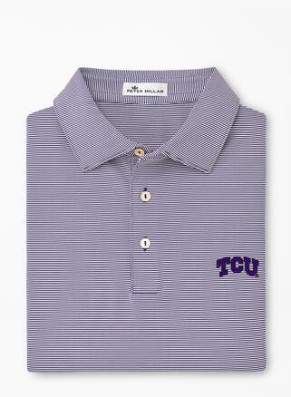 Peter Millar Mens TCU Jubilee Stripe Performance Polo | Color: Purple / White | Size: 3XL Product Image