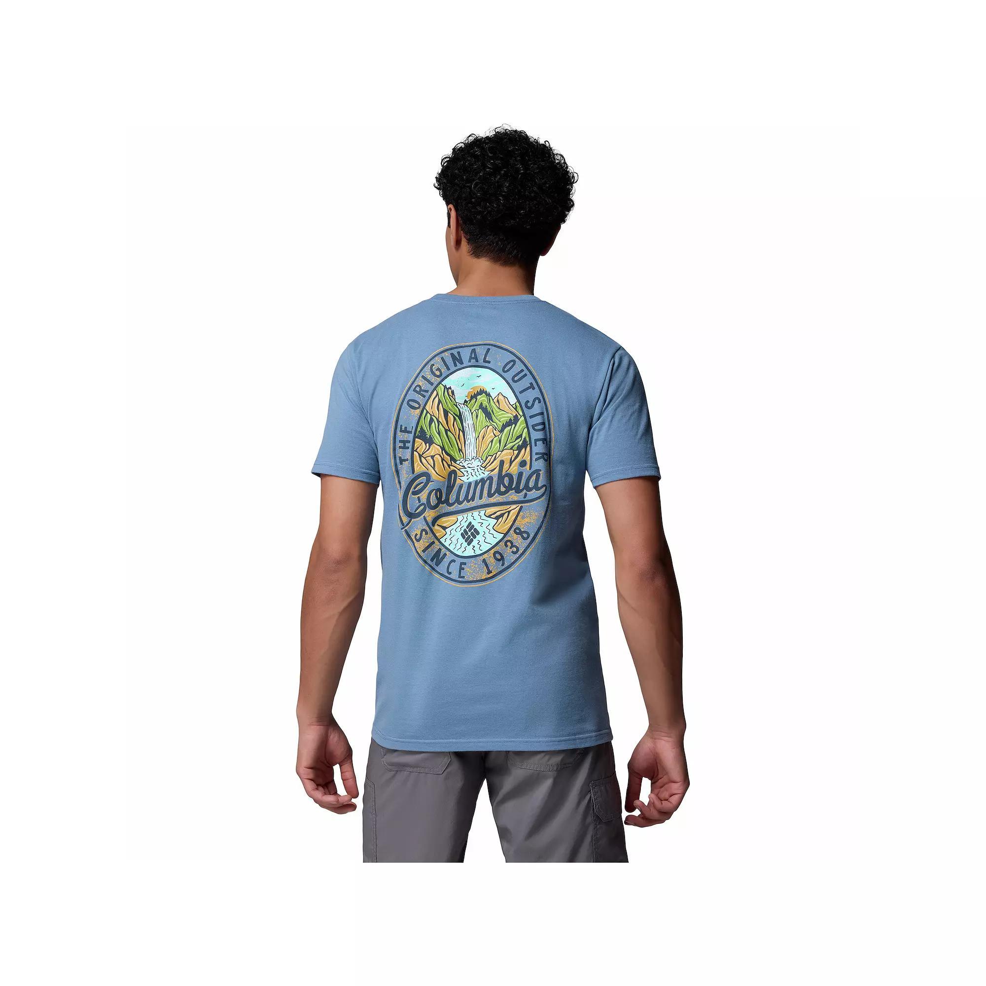 Men's Columbia Short Sleeve Graphic Tee, Size: Small, Silver Product Image