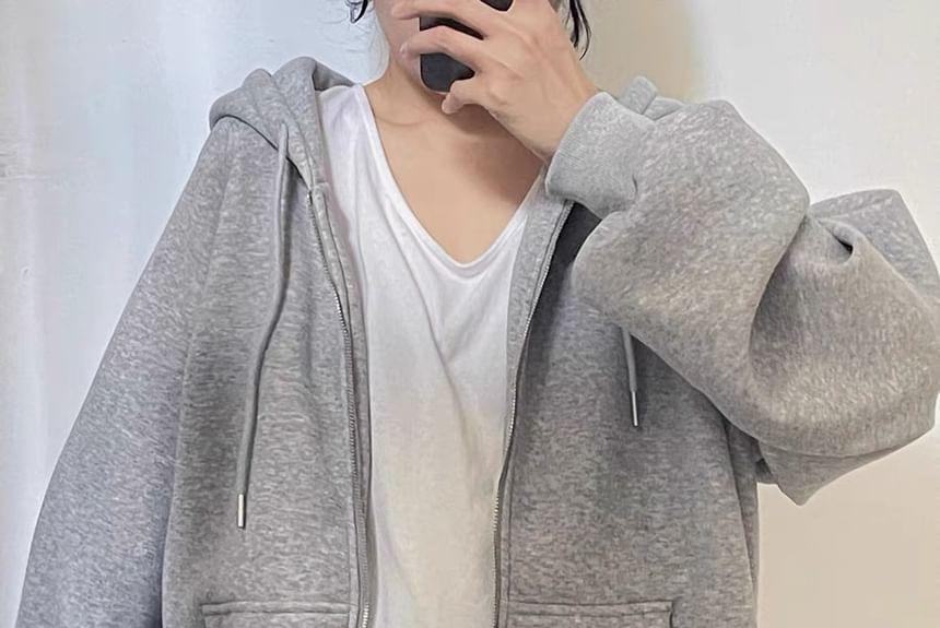 Drawstring Zip Hoodie Product Image
