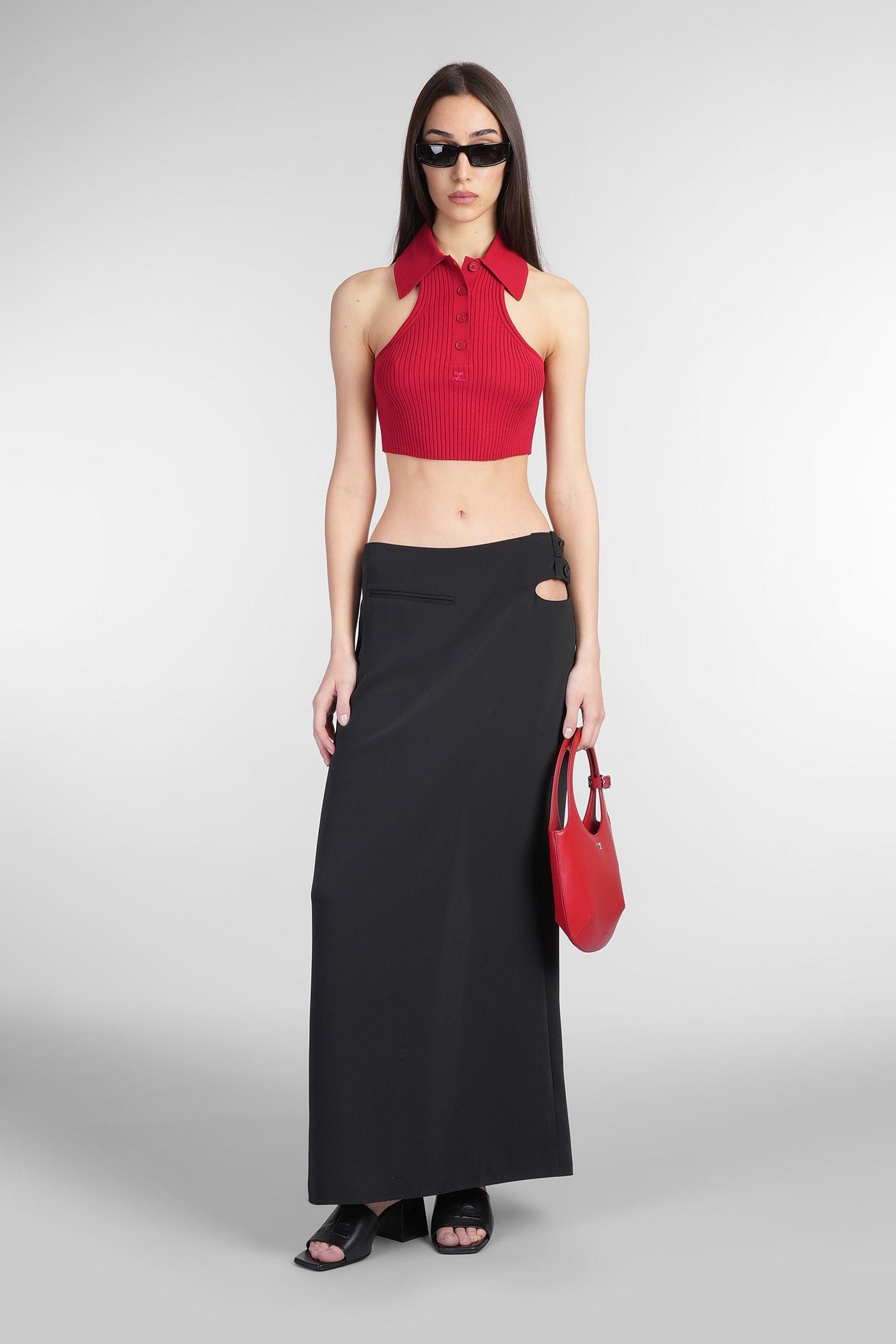 COURRÈGES Scuba Rib Knit Top In Red Product Image