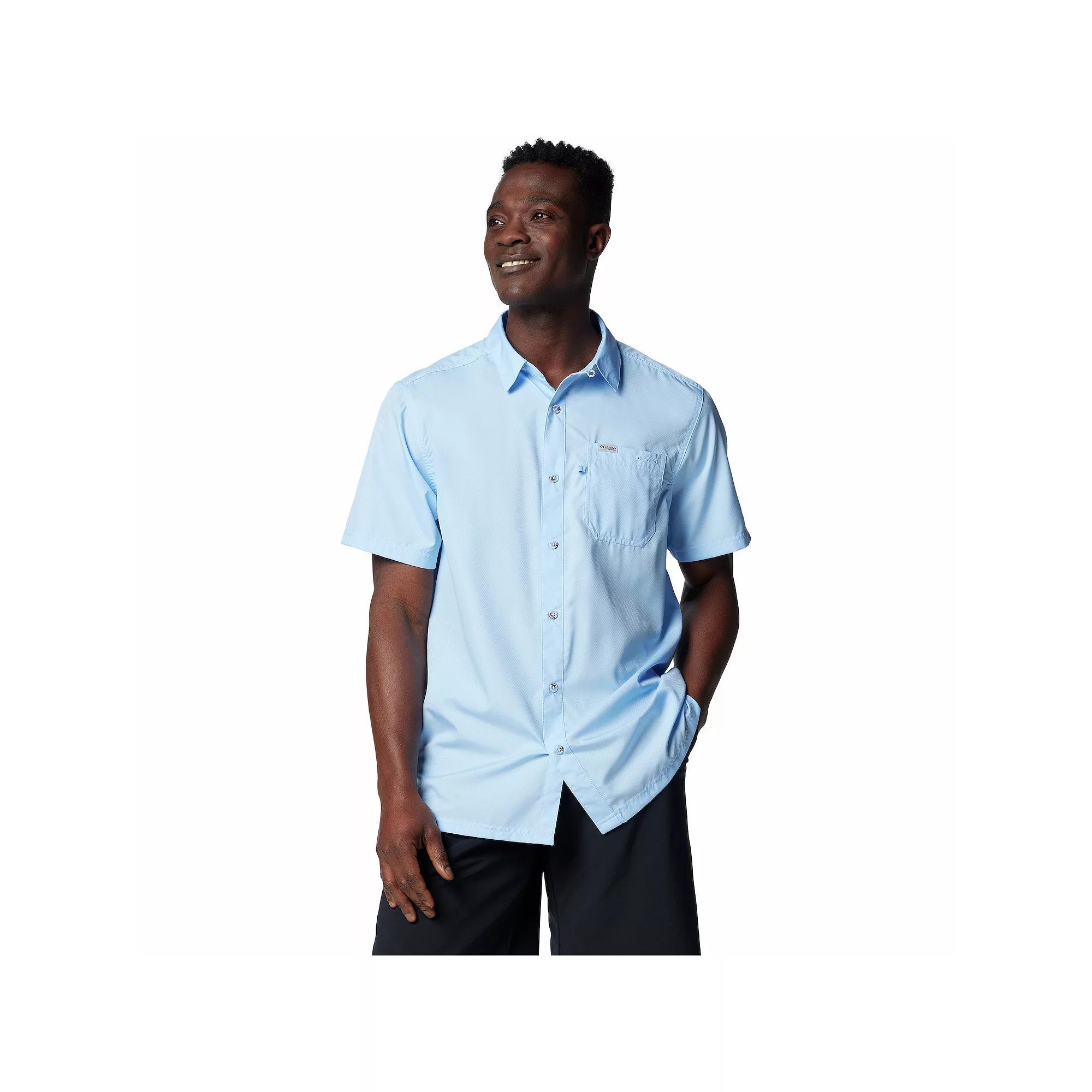 Men's Columbia PFG UPF 50 Slack Tide Omni-Wick Button-Down Camp Shirt, Size: XL, Blue Product Image