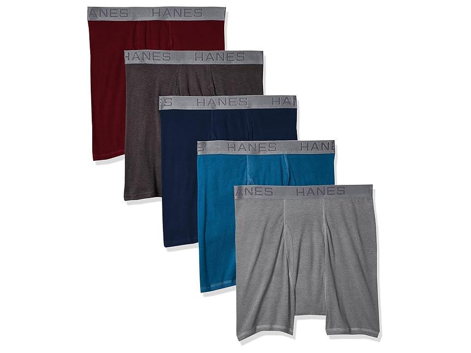 Hanes Ultimate 5-Pack Men's Ringer Style Boxer Brief Underwear, Size: Medium, Black Gray Product Image